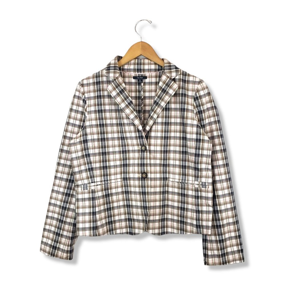 Nautica Multicolored Plaid 2-Button Blazer Size 12